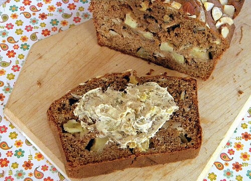 ALMOND APPLE BREAD WITH RUM RAISIN CREAM CHEESE