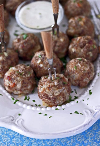 Jalapeño Cream Cheese Meatballs with Ranch Dipping Sauce