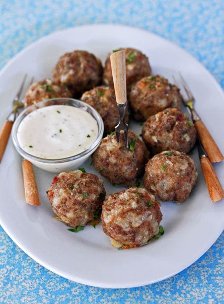 Jalapeño Cream Cheese Meatballs with Ranch Dipping Sauce