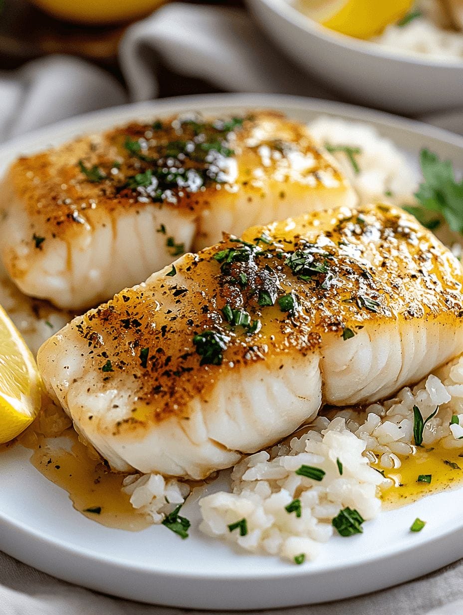 Golden Seared Cod with Herb Butter Sauce