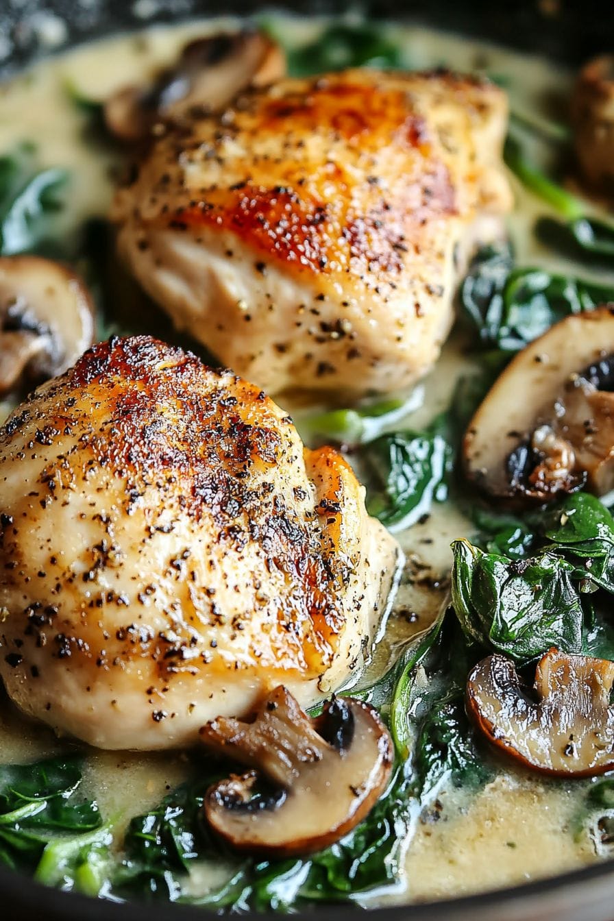 Chicken, Spinach, and Mushroom Skillet