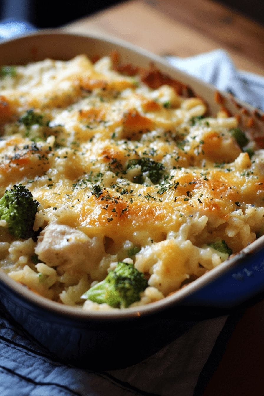 One Pot Cheesy Chicken Broccoli Rice Casserole