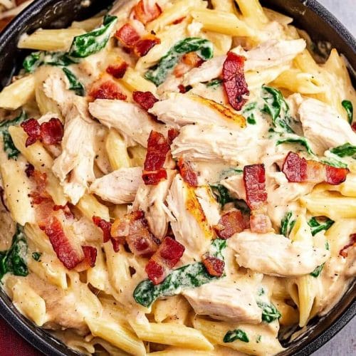 Chicken Bacon Spinach Penne - Taste Of Recipe