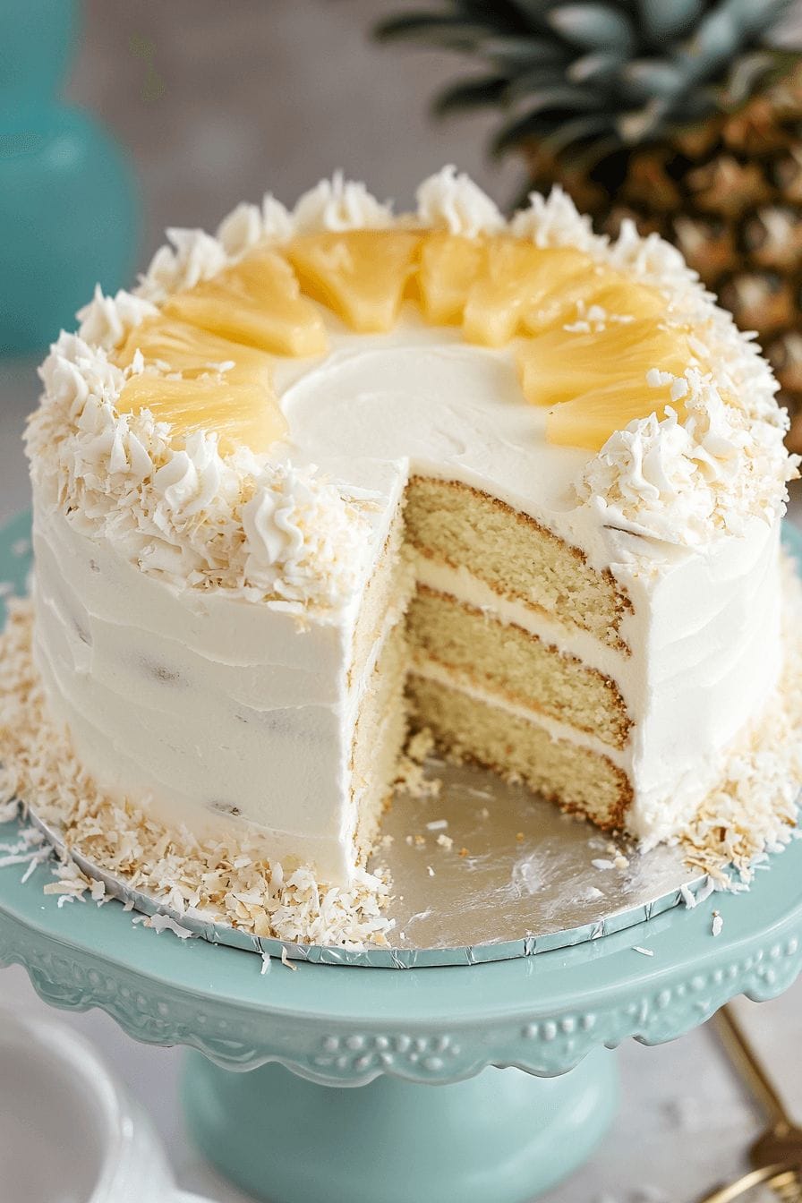 Pineapple Coconut Surprise Cake