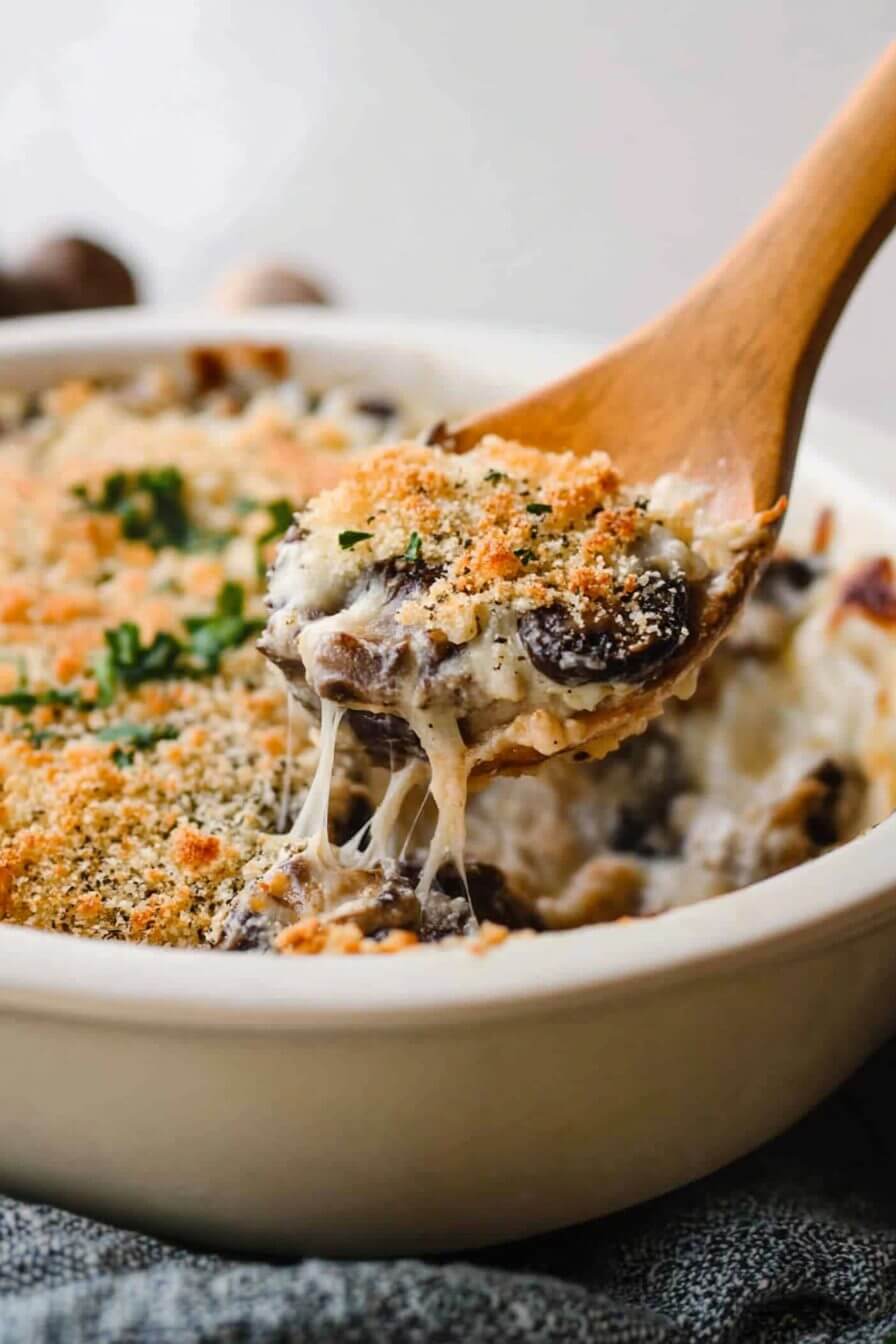 Baked Cheesy Mushrooms Casserole