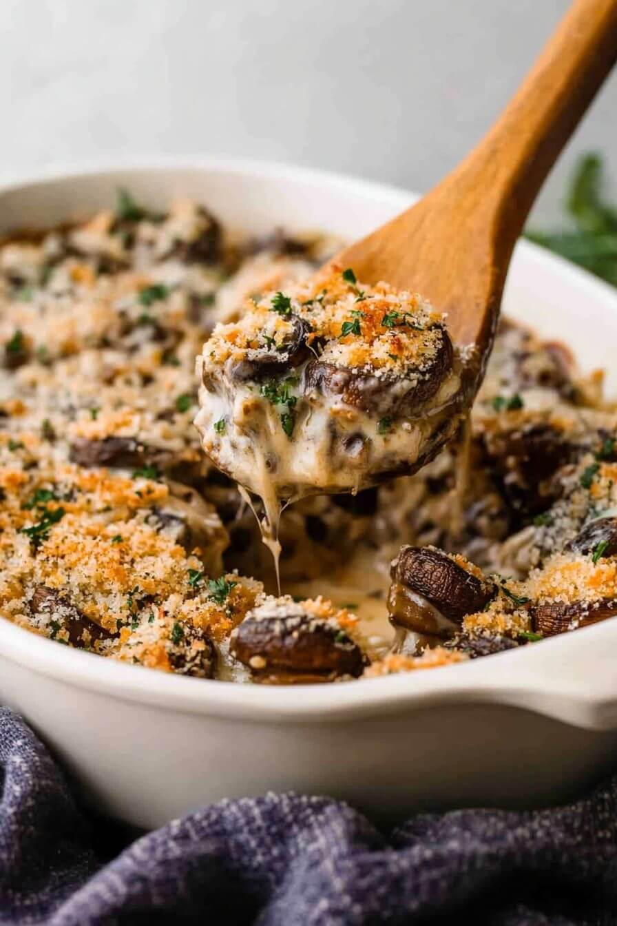 Baked Cheesy Mushrooms Casserole 10 Baked Cheesy Mushrooms Casserole