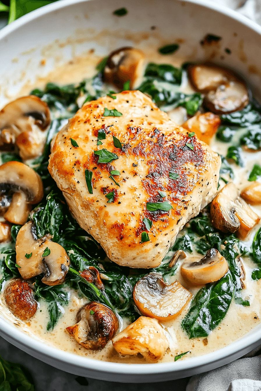 Chicken, Spinach, and Mushroom Skillet