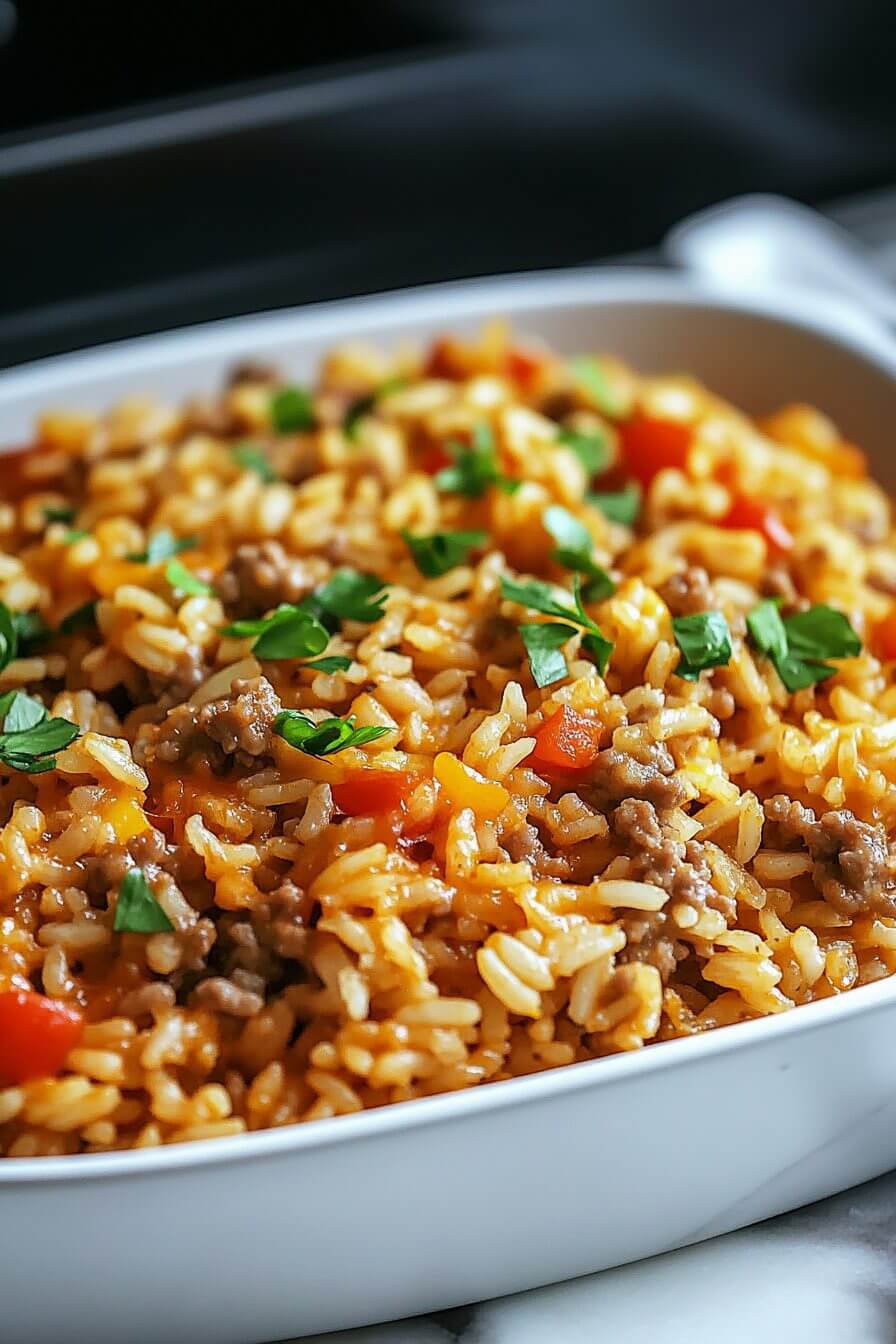 Easy Hamburger Rice Casserole - Taste Of Recipe