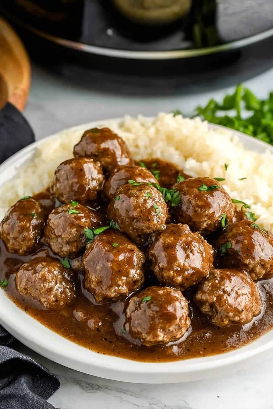 Slow Cooker Salisbury Steak Meatballs