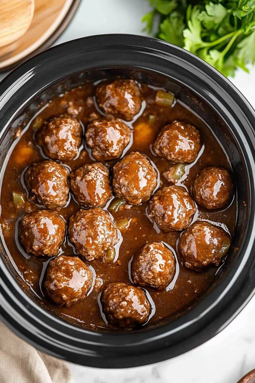 Slow Cooker Salisbury Steak Meatballs