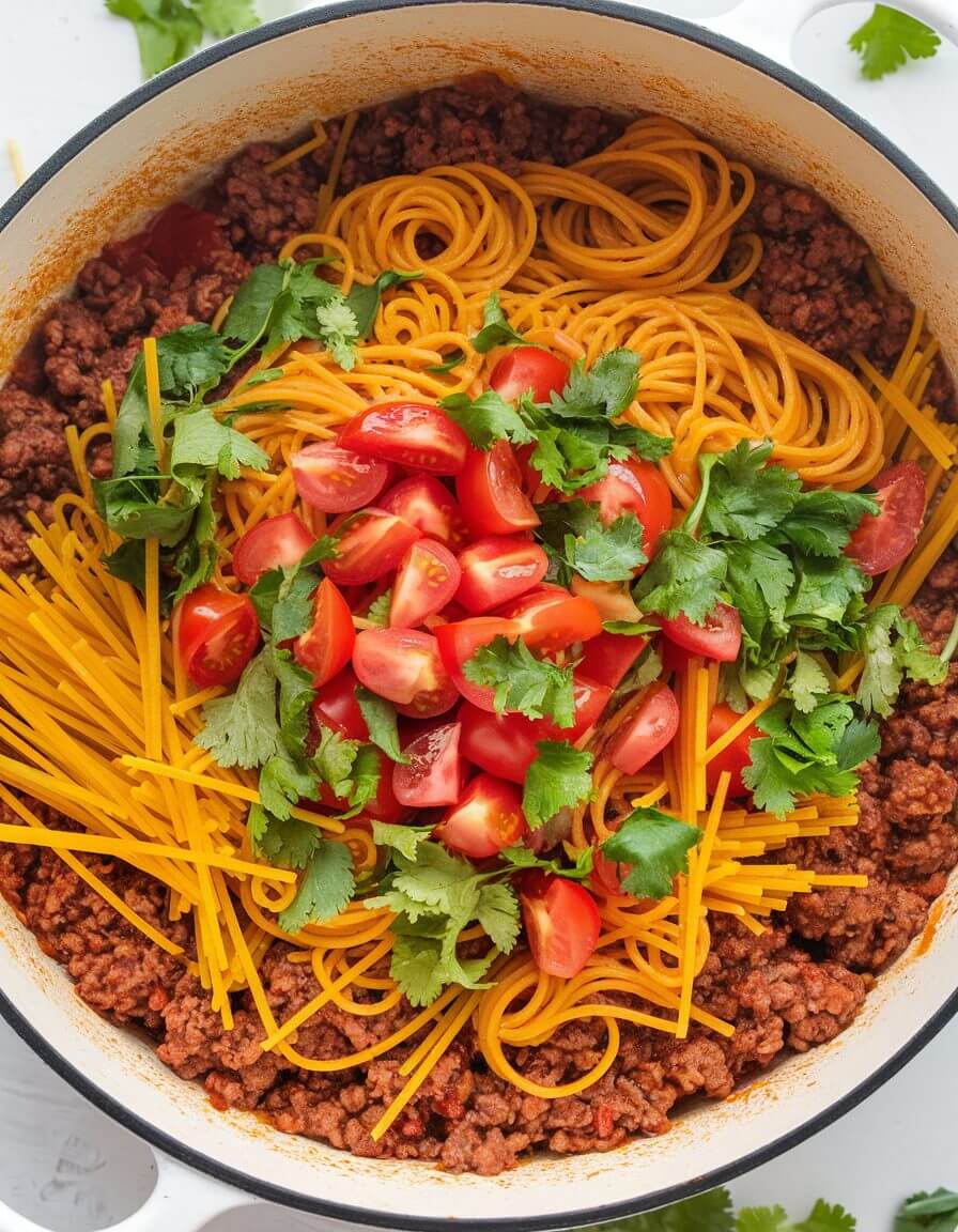 One-Pot Taco Spaghetti