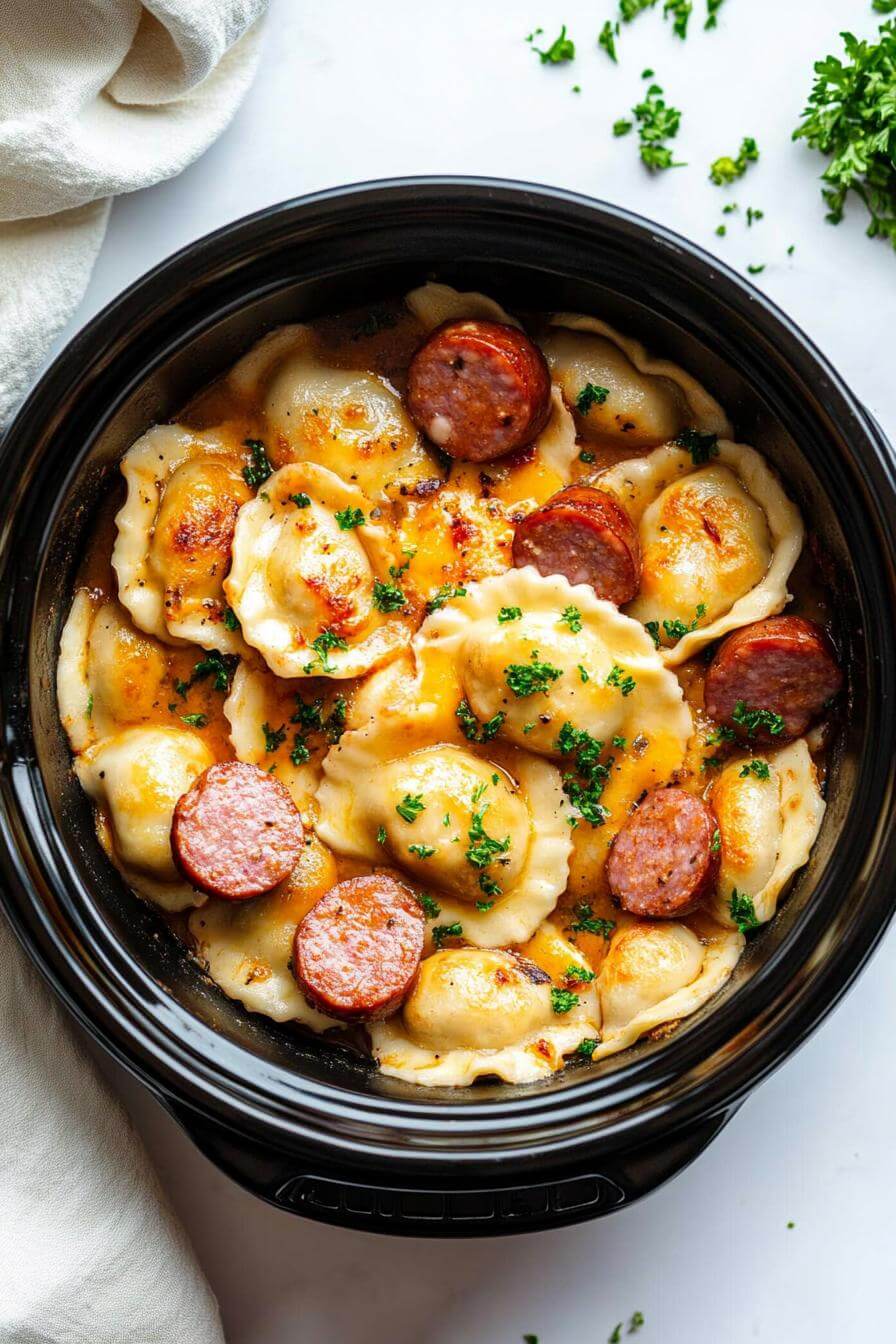Crock pot Pierogi Casserole with Kielbasa Recipe