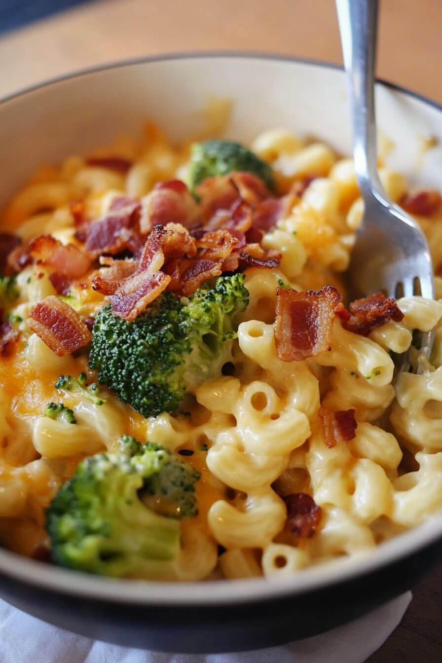 Chicken Broccoli Macaroni and Cheese with Bacon Recipe
