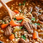 Beef Barley Soup in bowl