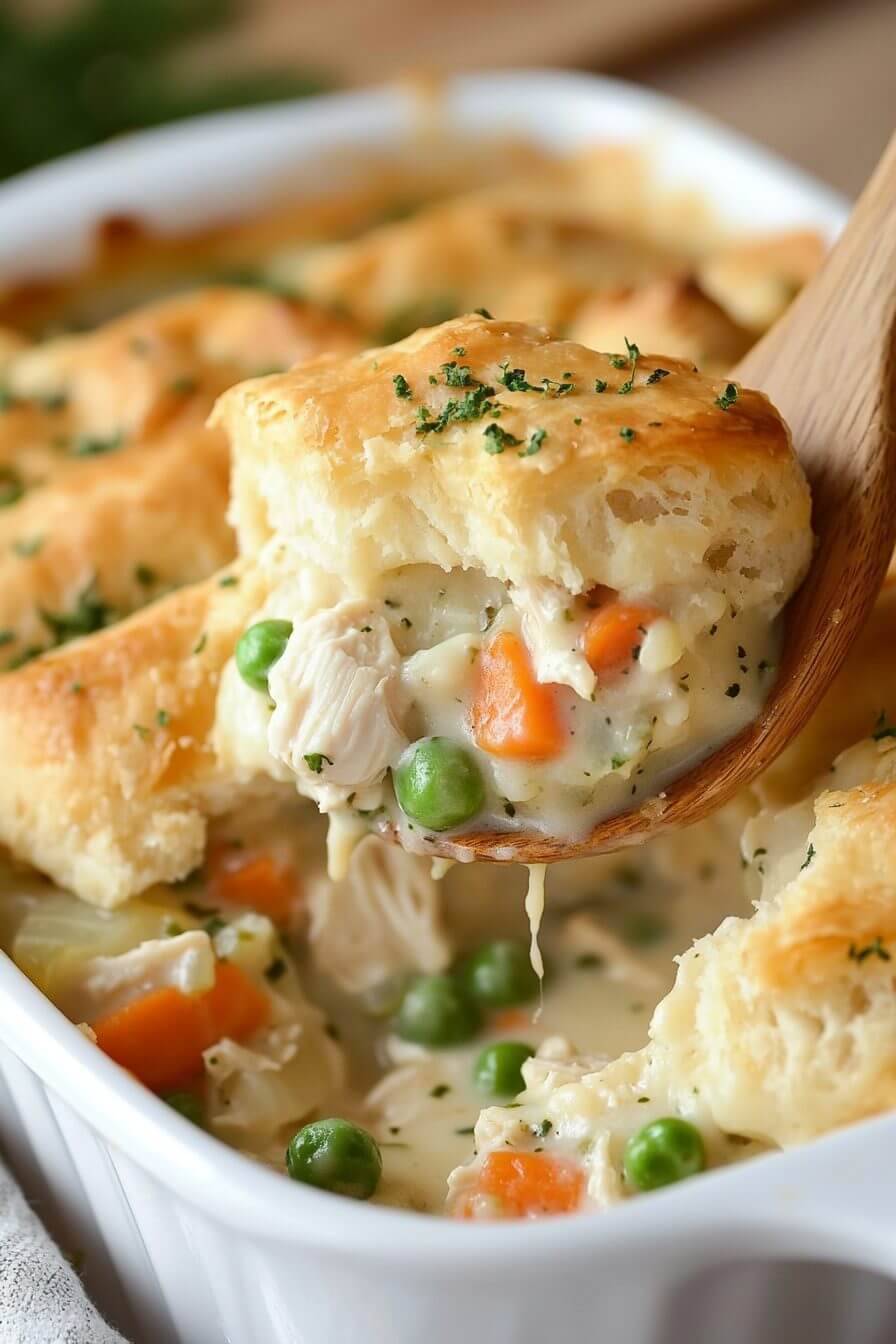 Creamed Chicken and Biscuits Casserole