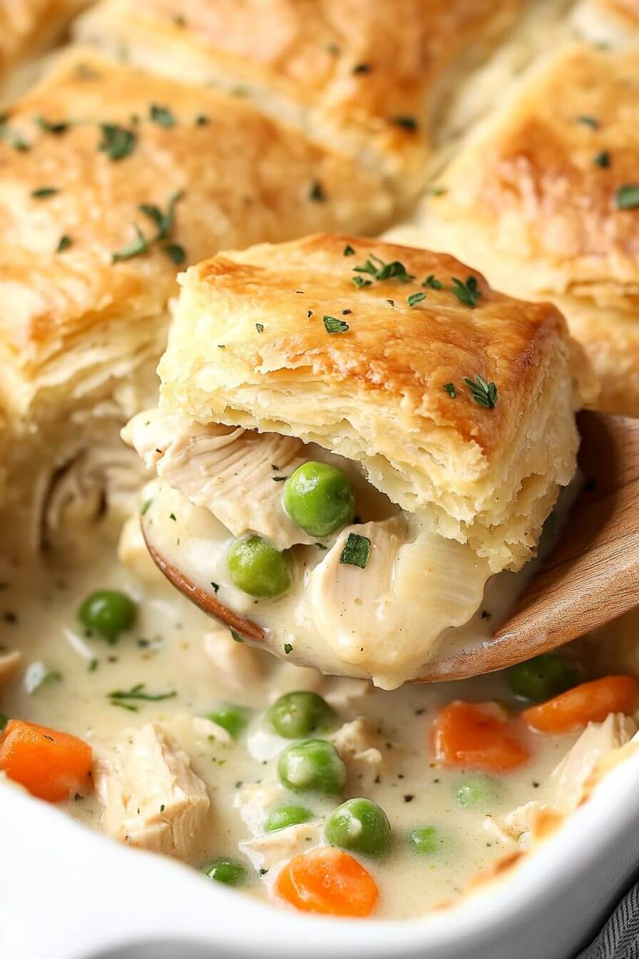 Creamed Chicken and Biscuits Casserole