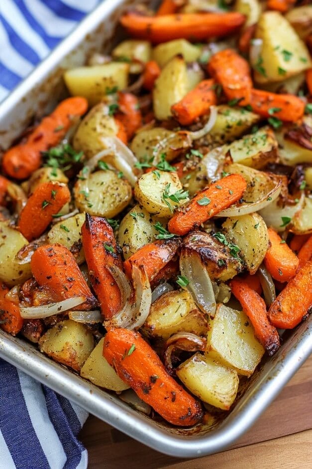 Roast Carrots, Potatoes & Onions