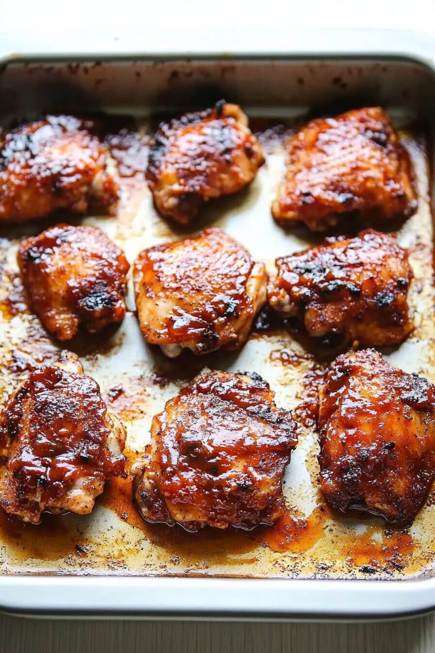 Baked Barbecue Chicken Thighs with Onions