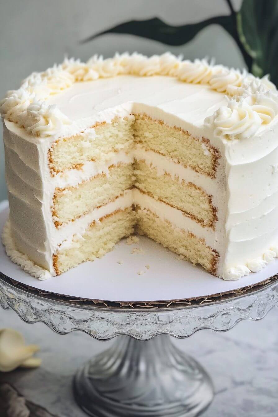 White Almond Wedding Cake