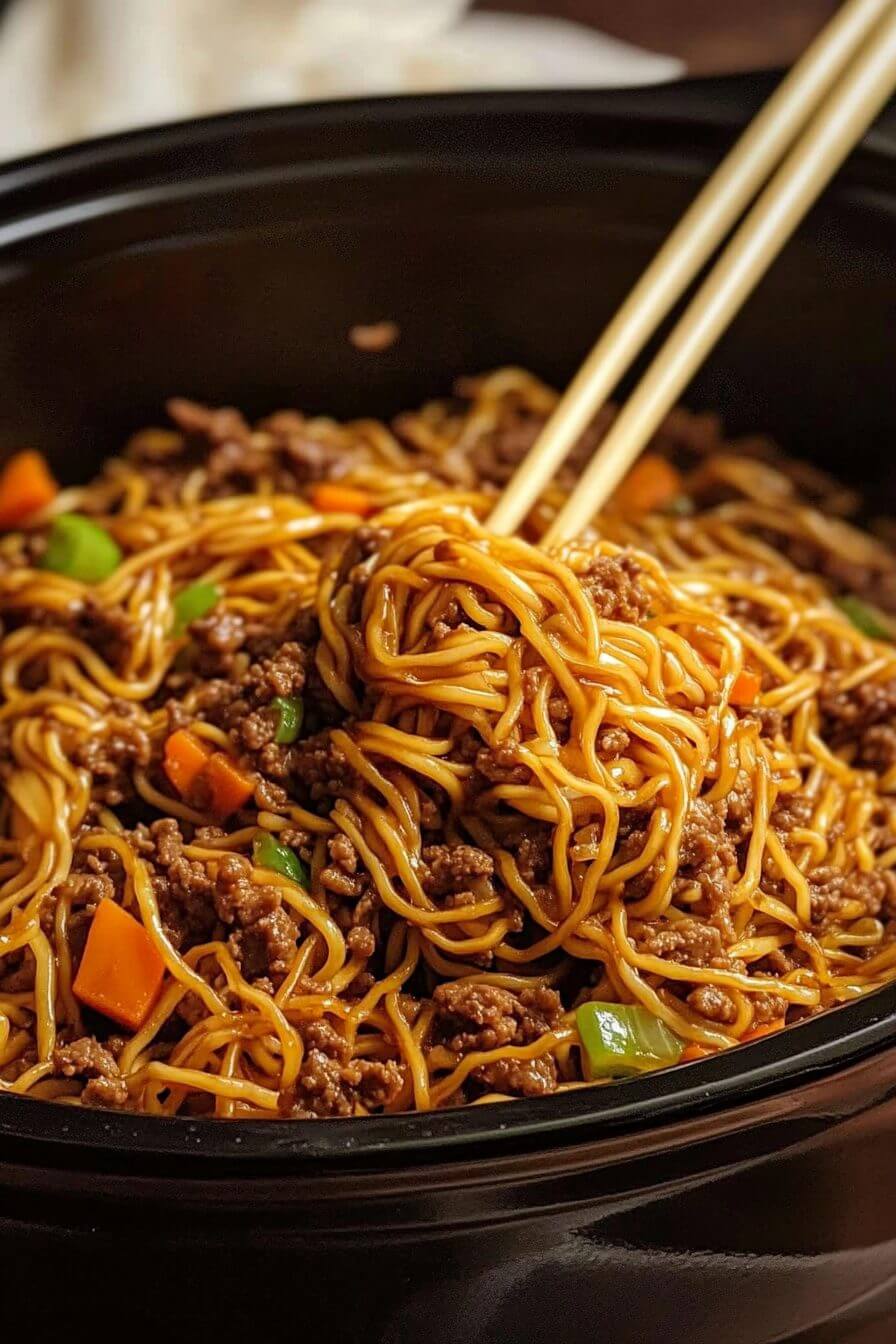 Slow Cooker Ground Beef Chow Mein