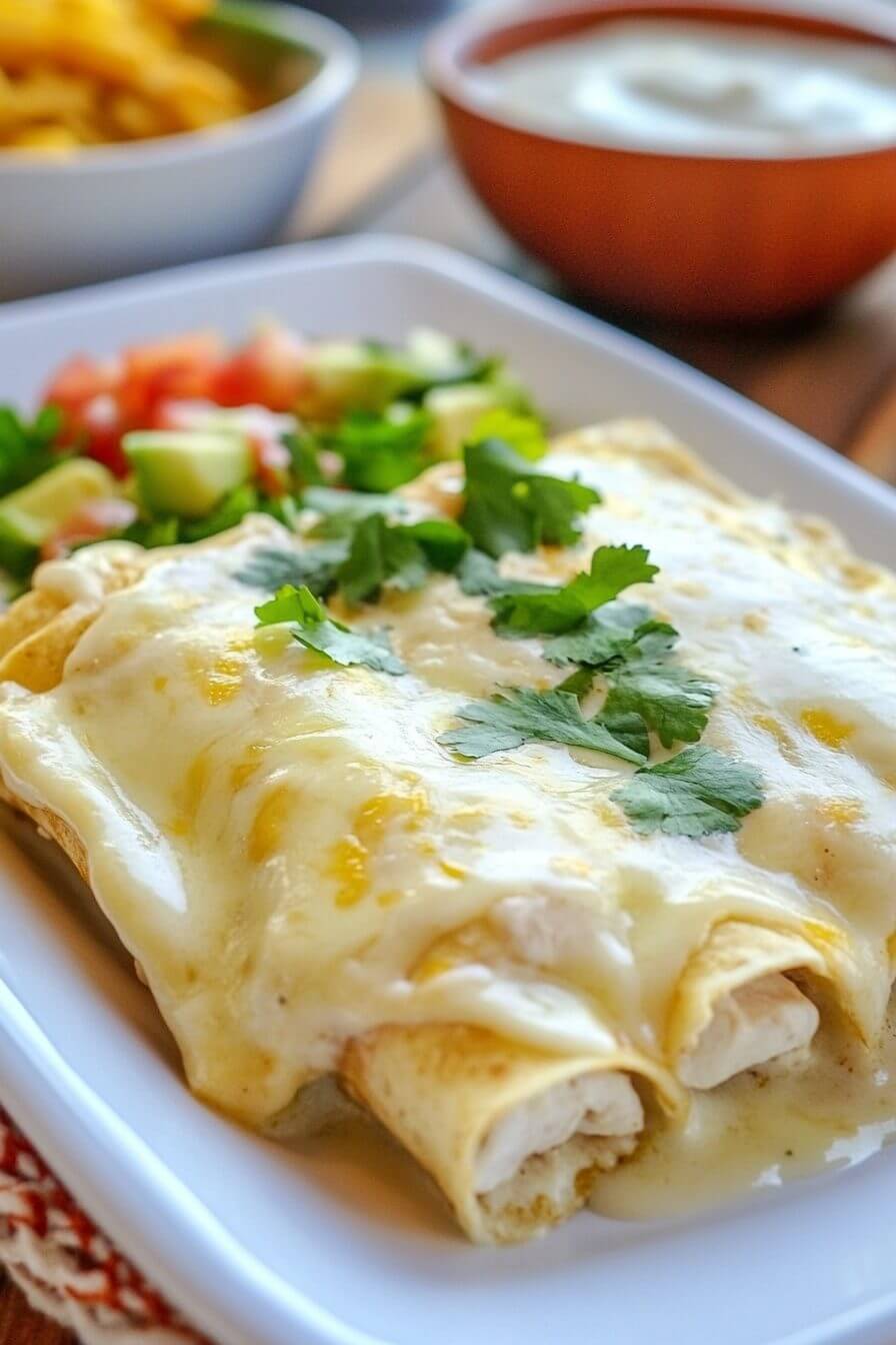 Chicken Enchiladas with Sour Cream White Sauce