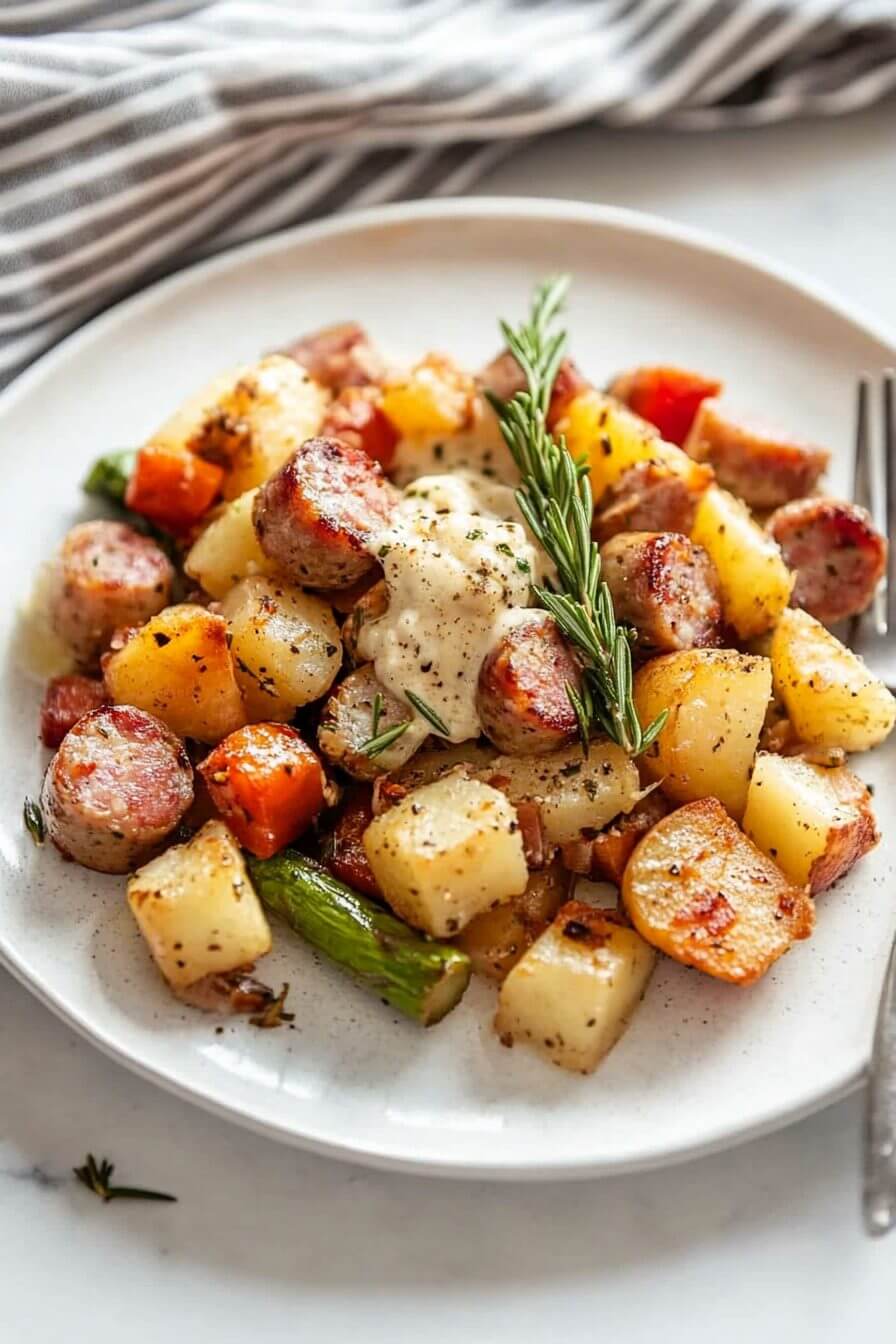 Sausage and Potato Casserole with Spring Veggies