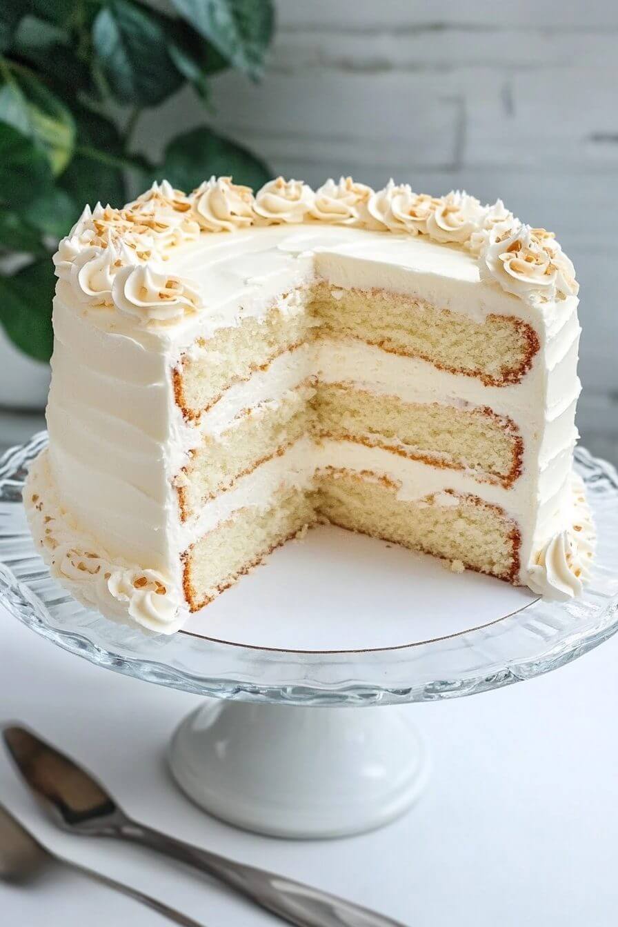 White Almond Wedding Cake