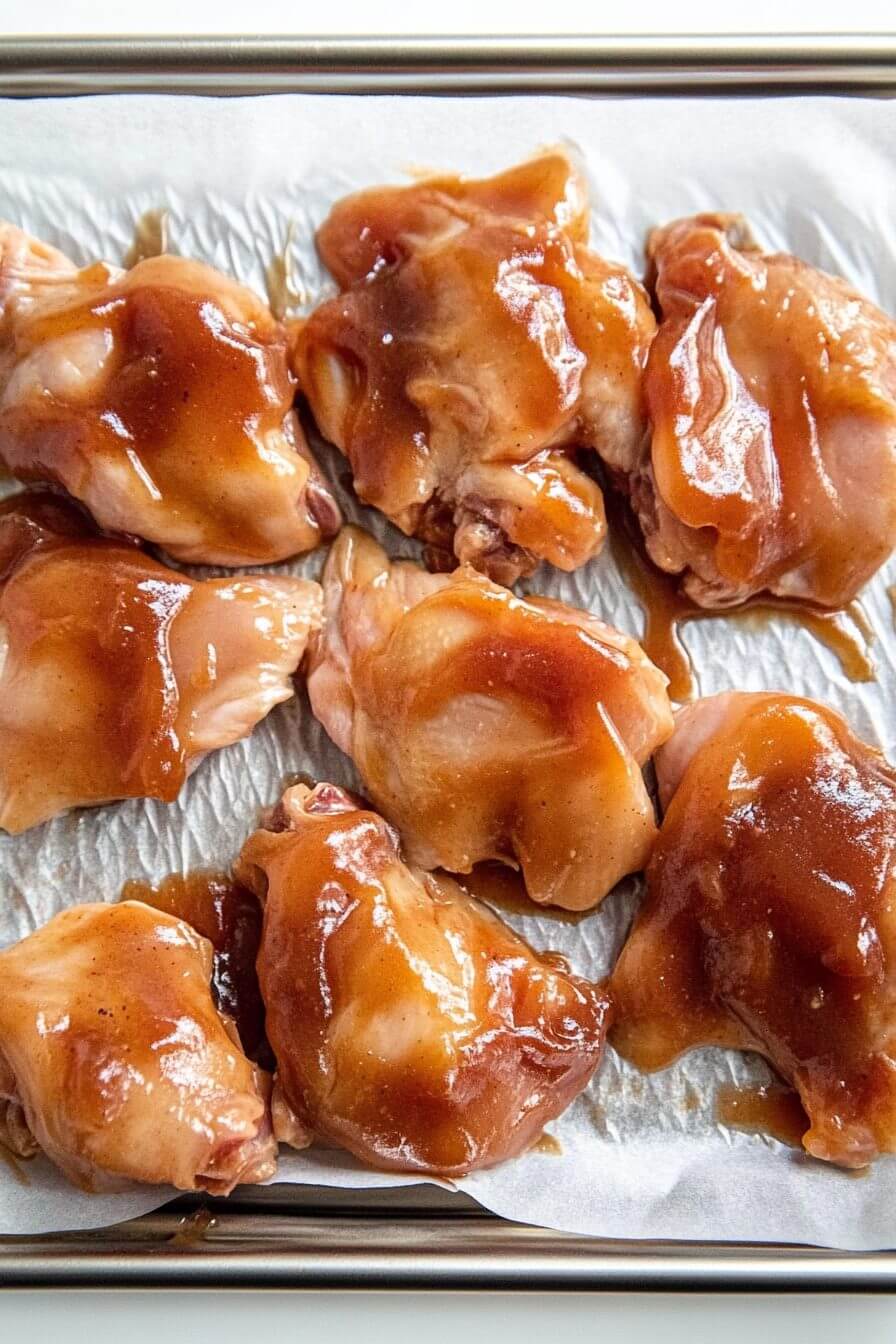 Baked Barbecue Chicken Thighs with Onions