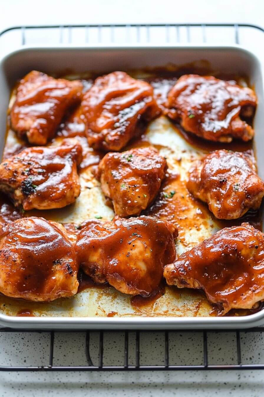Baked Barbecue Chicken Thighs with Onions