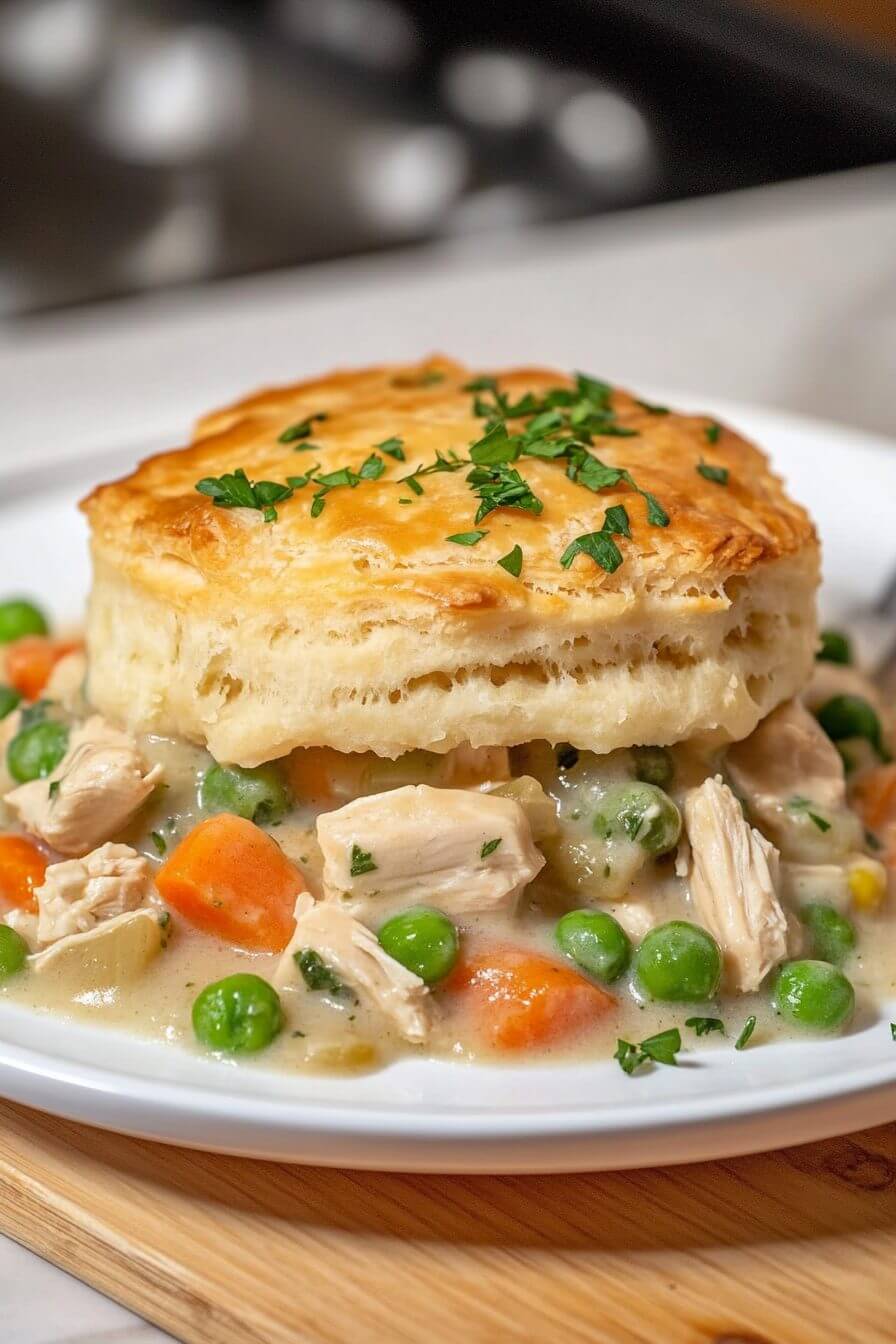 Creamed Chicken and Biscuits Casserole
