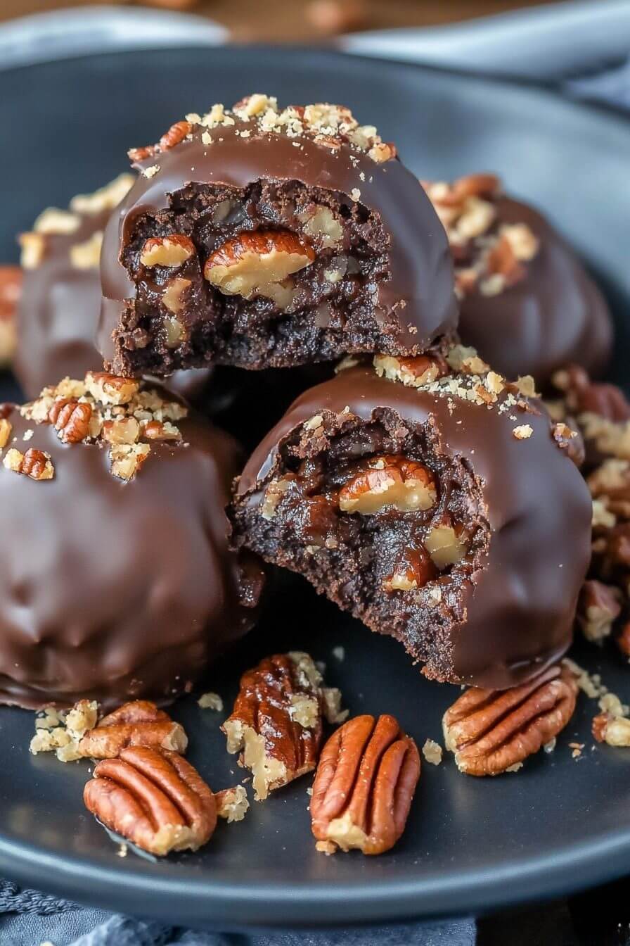 Pecan Pie Brownie Bombs