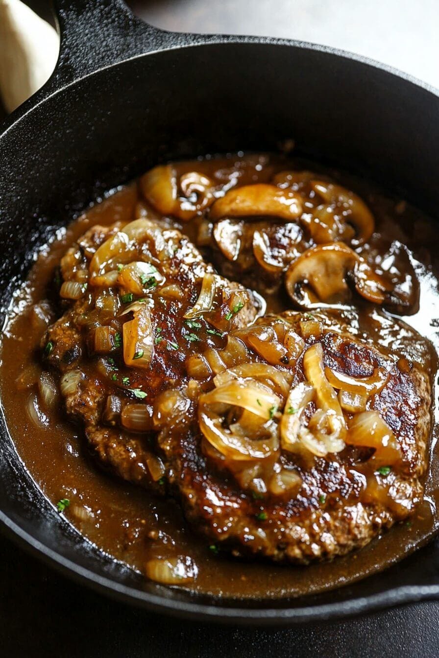Hamburger Steaks with Onion Mushroom Gravy