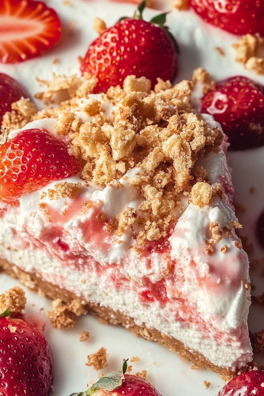 No-Bake Strawberry Crunch Cheesecake