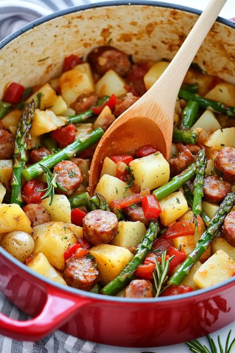 Sausage and Potato Casserole with Spring Veggies
