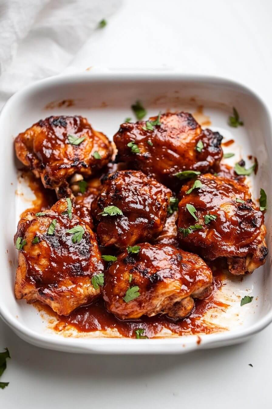 Baked Barbecue Chicken Thighs with Onions