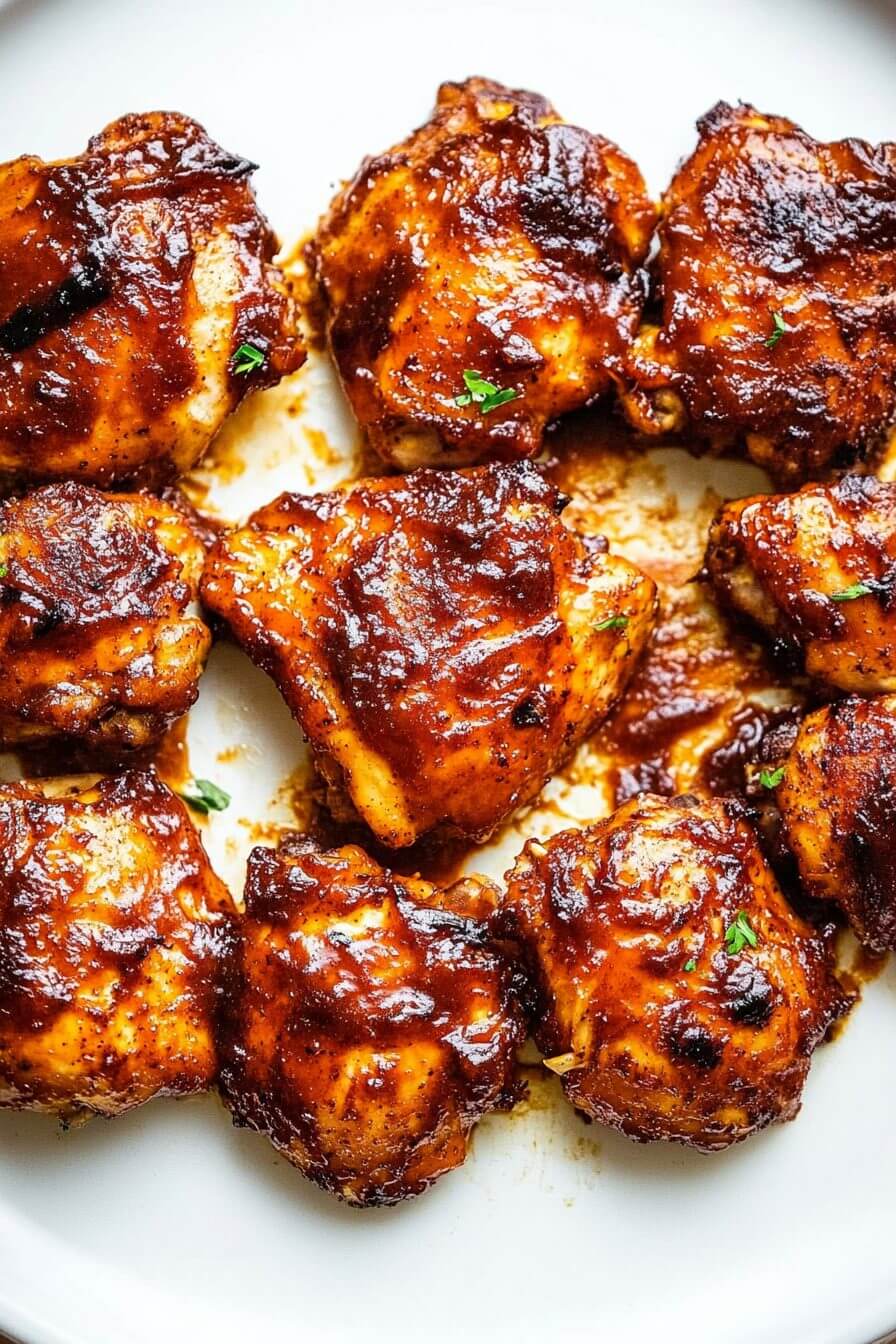 Baked Barbecue Chicken Thighs with Onions