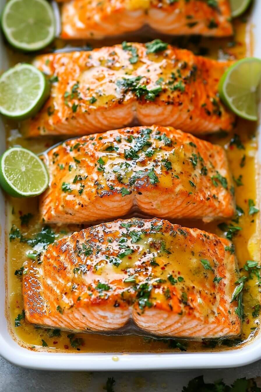 Baked Honey Lime Garlic Butter Salmon