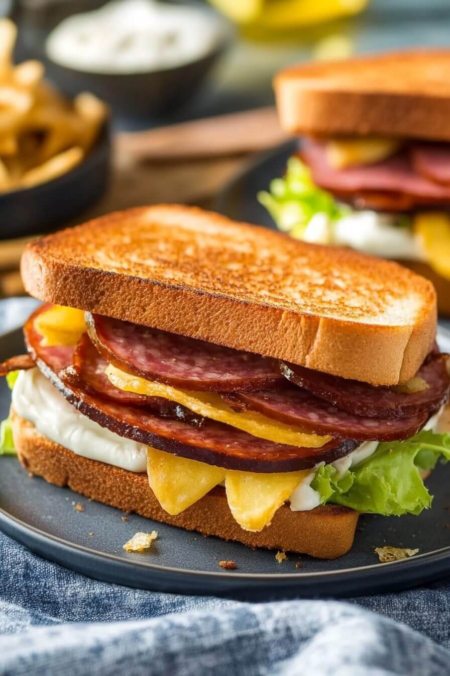Fried Bologna Sandwiches
