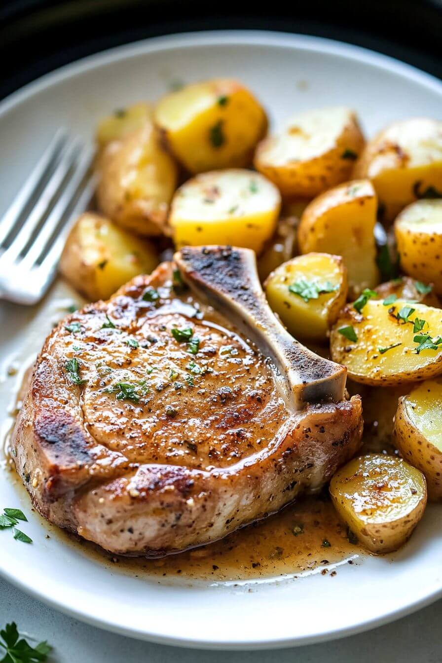 Crockpot Ranch Pork Chops and Potatoes