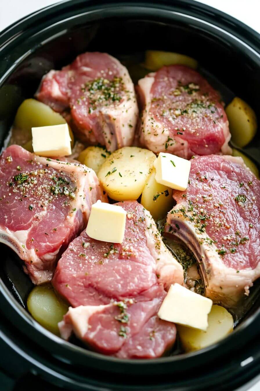 Crockpot Ranch Pork Chops and Potatoes