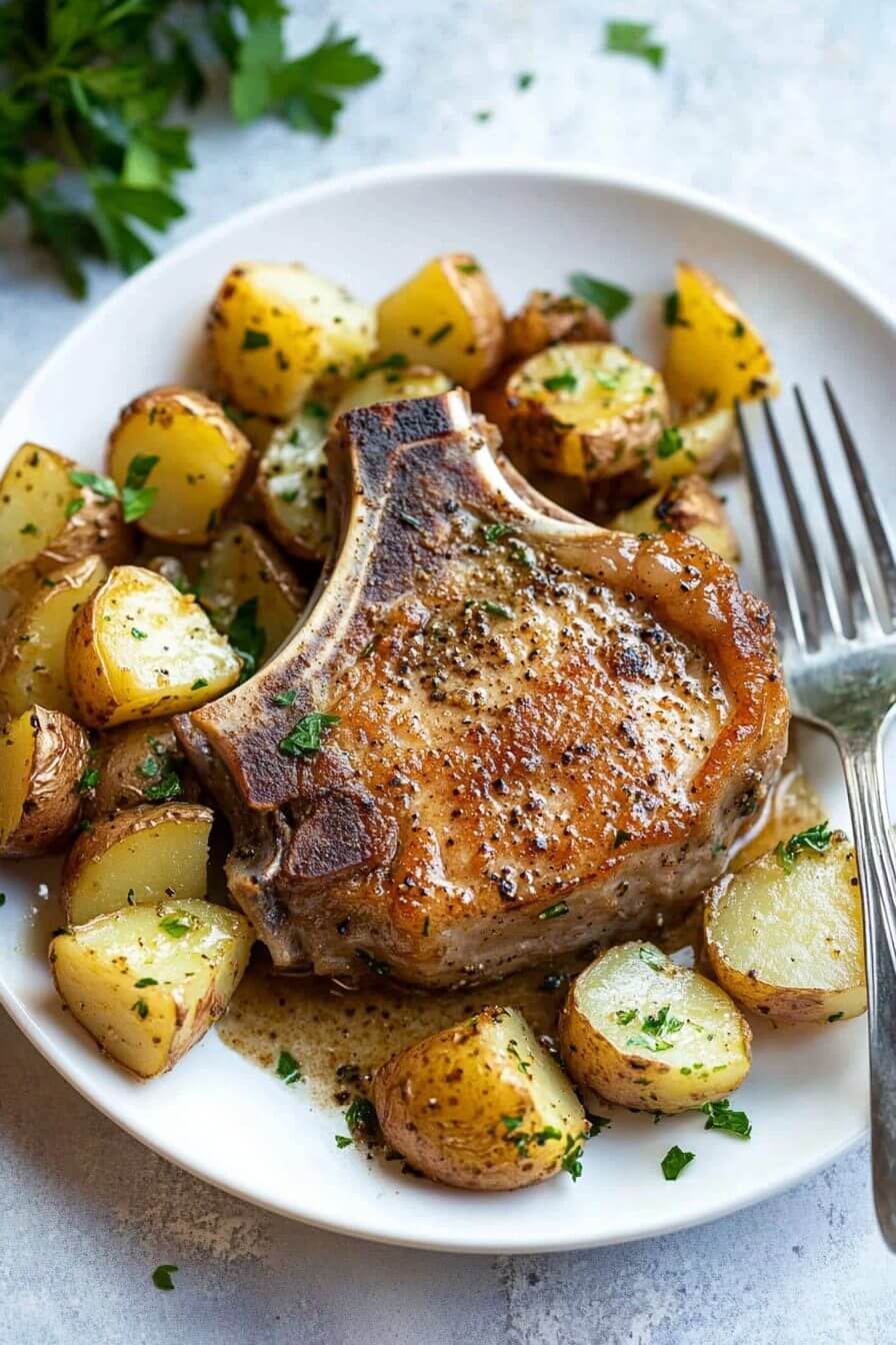 Crockpot Ranch Pork Chops and Potatoes